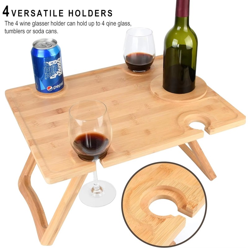 Bamboo Picnic Table Manufacturer - Folding Wine Cheese Tray