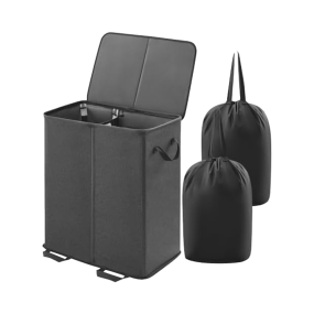 Bamboo Laundry Basket Manufacturer - Double Removable Bags Collapsible