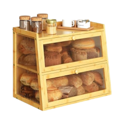 Bamboo Bread Box Manufacturer - Double Layer Wavy Door Panel