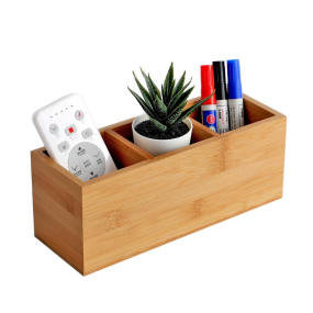 Bamboo Desktop Organizer Factory - 3 Compartment Pen Holder