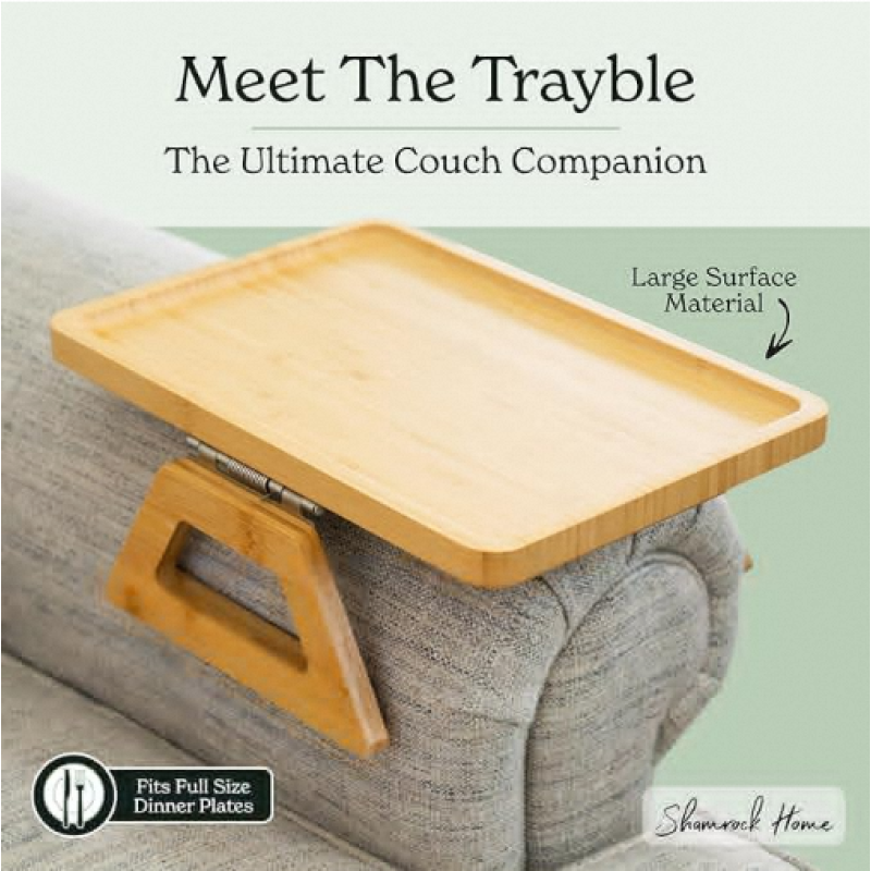 Bamboo Sofa Tray Supplier - Clip on Couch Armrest Table