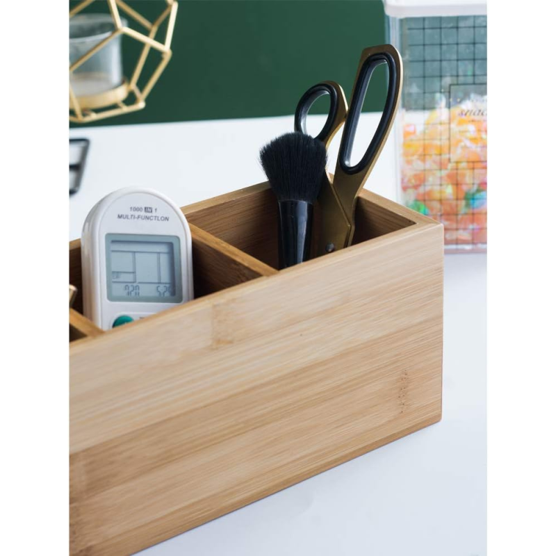 Bamboo Desktop Organizer Factory - 3 Compartment Pen Holder