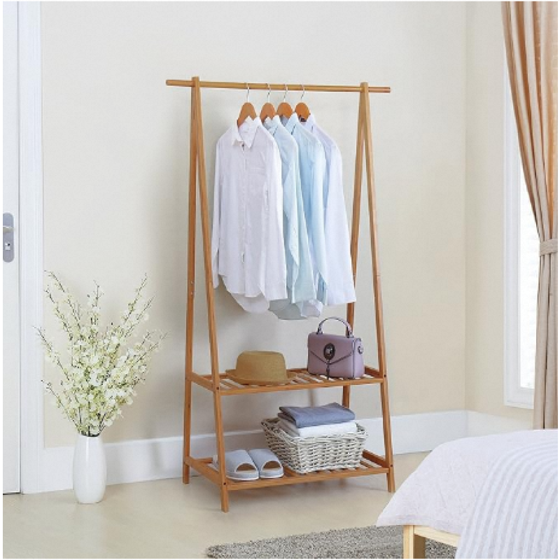 Bamboo Clothing Organizer Manufacturer - Double Tier Wardrobe Rack