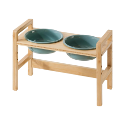 Ceramic Dog Bowls Factory - Adjustable Raised Bamboo Stand