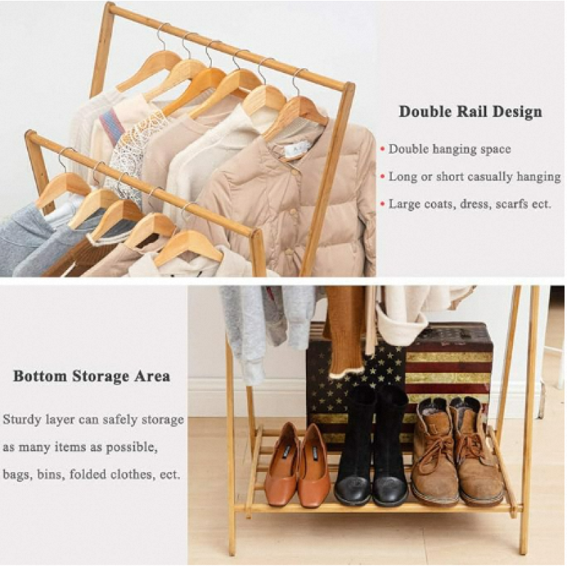 Bamboo Clothing Rack Factory - Foldable Kids Coat Hanger Stand