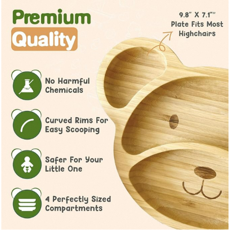 Bamboo Snack Plate Manufacturer - Cartoon Bear Fruit Design