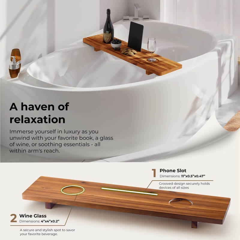 Acacia Bath Tub Tray Manufacturer - Large Rectangle iPad Holder