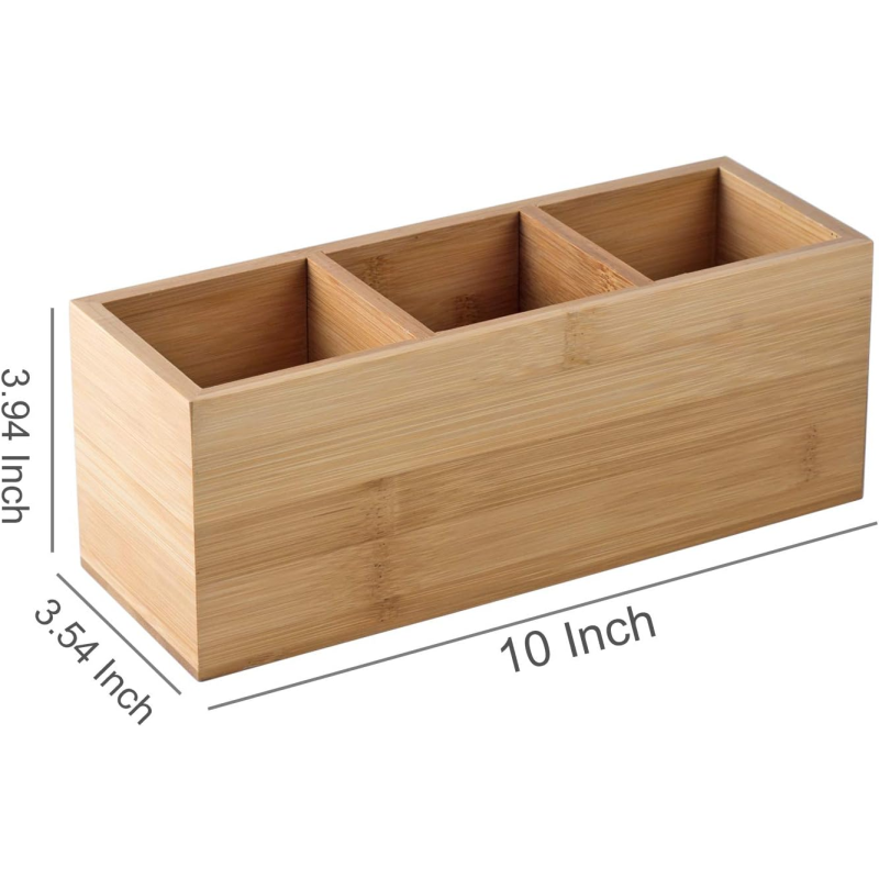 Bamboo Desktop Organizer Factory - 3 Compartment Pen Holder