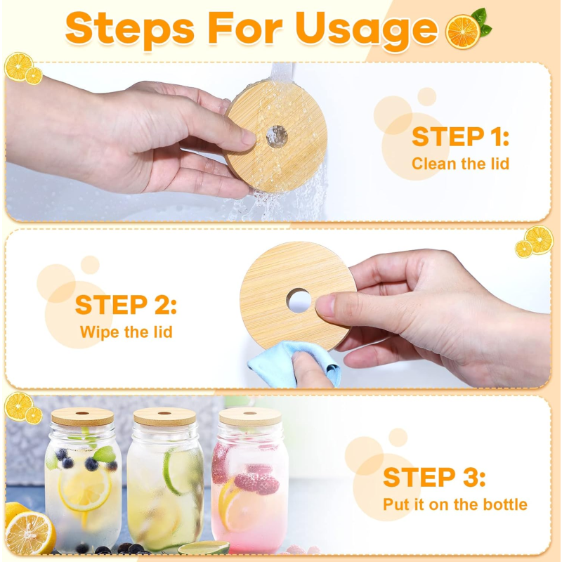 Bamboo Tea Cup Lids Manufacturer - Classic Style Straw Hole Custom