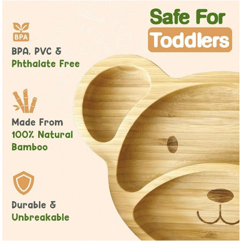 Bamboo Snack Plate Manufacturer - Cartoon Bear Fruit Design