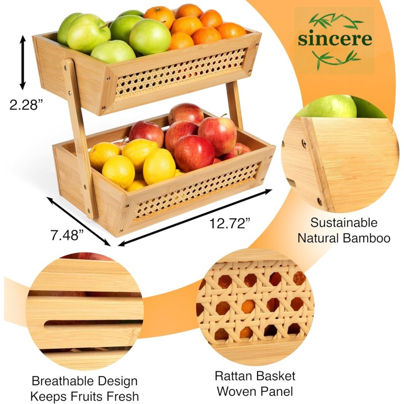 Bamboo Fruit Basket Manufacturer - Rattan Mesh Storage Basket ODM