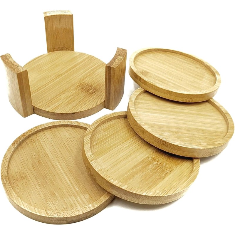 Bamboo Coaster Set Factory - Natural Wood Drink Holders Bulk