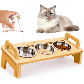 Cat Food Bowl Set Manufacturer - 3 Stainless Steel Elevated Design