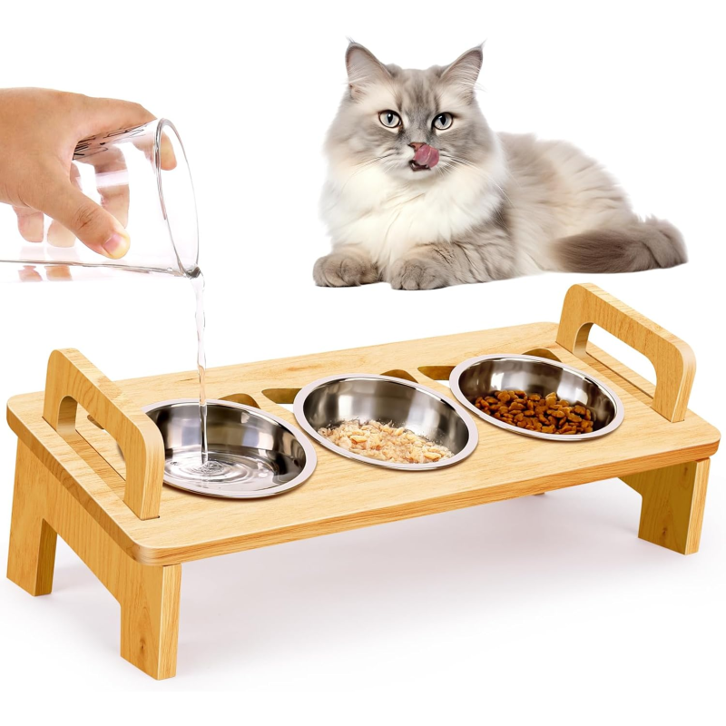 Cat Food Bowl Set Manufacturer - 3 Stainless Steel Elevated Design
