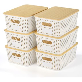 Bamboo Storage Containers Manufacturer - 6 Pack PP Rectangular Bins