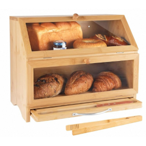 Bamboo Bread Box Factory - 2 Layers Clear Window Lid