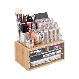 Bamboo Makeup Organizer Supplier - 4 Acrylic Storage Compartments