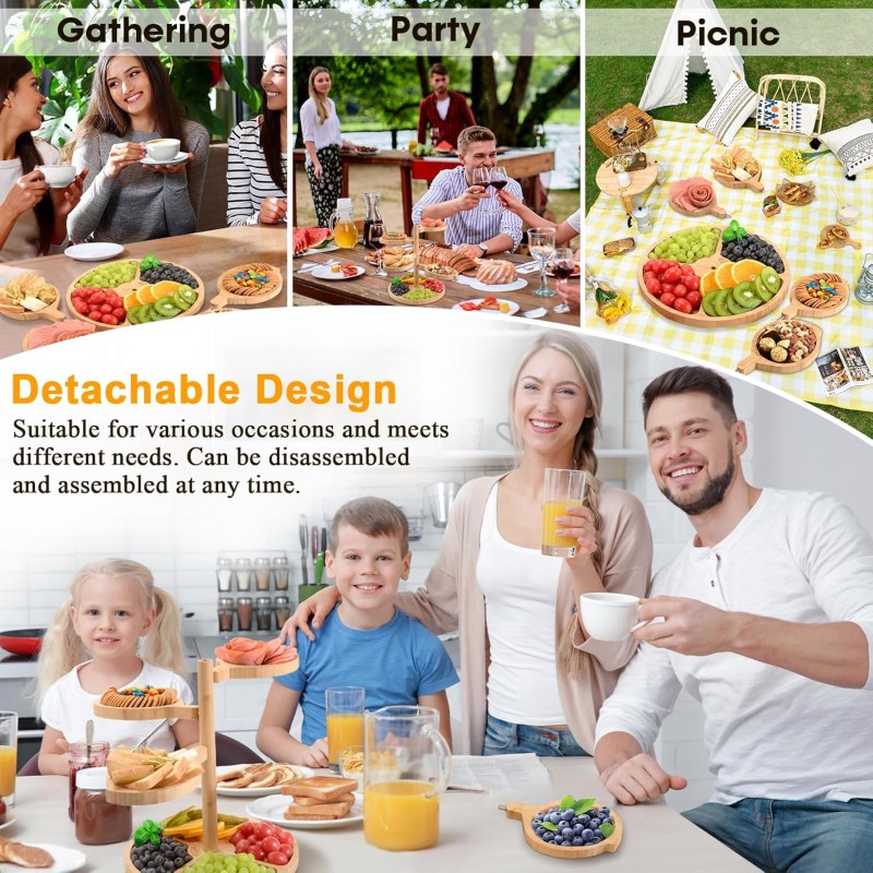 Bamboo Cheese Board Factory - 5 in 1 360 Rotation Tiered