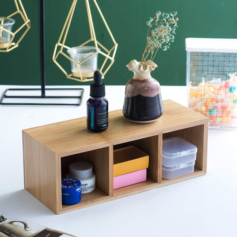 Bamboo Desktop Organizer Factory - 3 Compartment Pen Holder