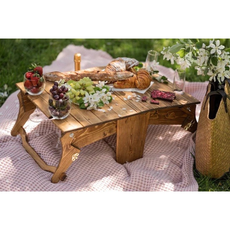 Folding Wine Table Factory - Portable Wooden Outdoor Folding Wine Cheese Tray with Legs