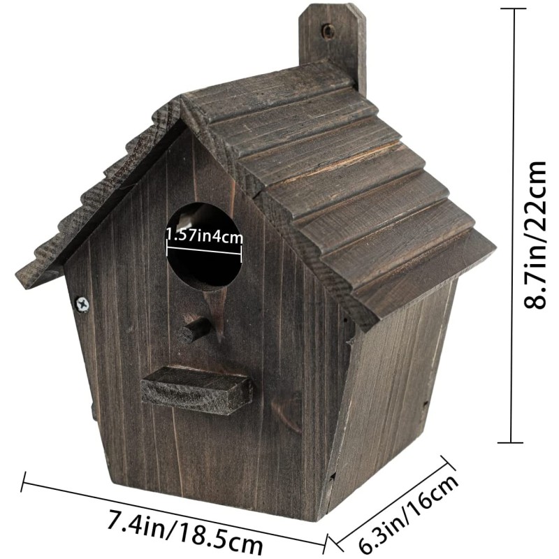 Outside Birdhouse Factory - JUNJI Outside with Pole Wooden Bird House for Finch Bluebird