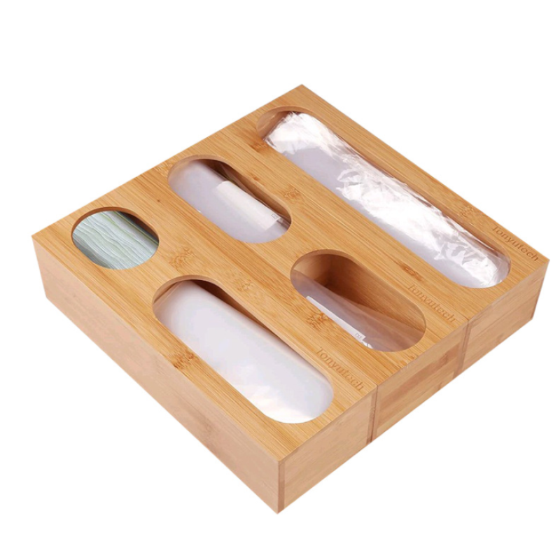Sandwich Bag Organizer Factory - JUNJI Bamboo Sandwich Bag Organizer Baggie Holder Drawer