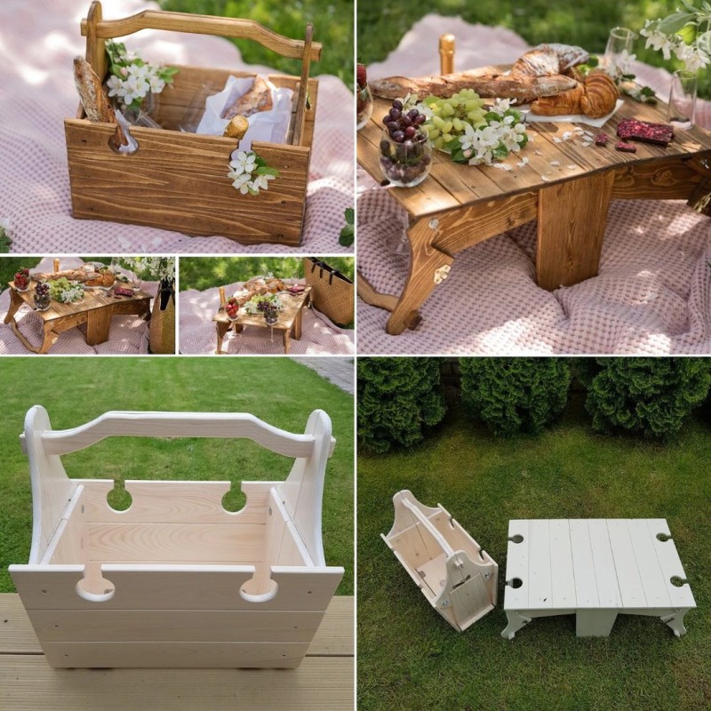 Folding Wine Table Factory - Portable Wooden Outdoor Folding Wine Cheese Tray with Legs