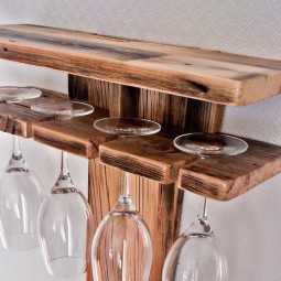 Wine Storage Rack Manufacturer - JUNJI Wine Holder Rustic Stemware Glasses Holder Farmhouse