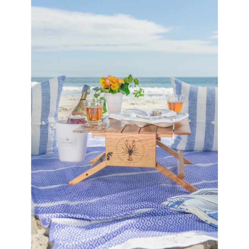 Picnic Table Supplier - JUNJI Wood Basket Carrier Turns Into Picnic Table Portable