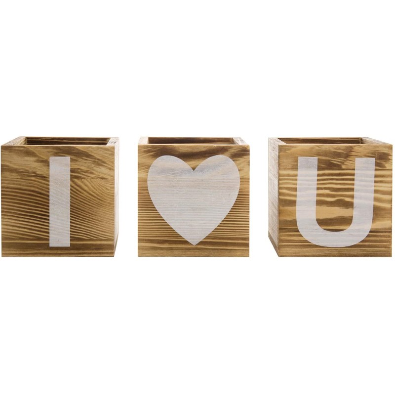 Flower Pots Supplier - 3-Piece Wood Square Succulents Pots for Indoor Home Decor