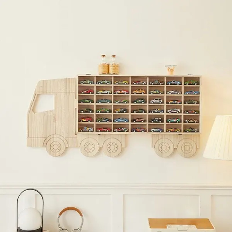 Toy Car Display Rack Factory - Wood Toy Car Rack Holds 42 Diecast Cars Organizer Cabinet
