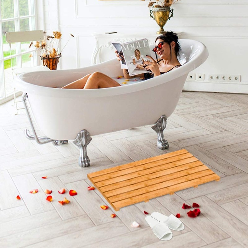 Bamboo Bath Mats Factory - JUNJI Solid Bamboo Mats Non Slip Wooden for Sauna Shower