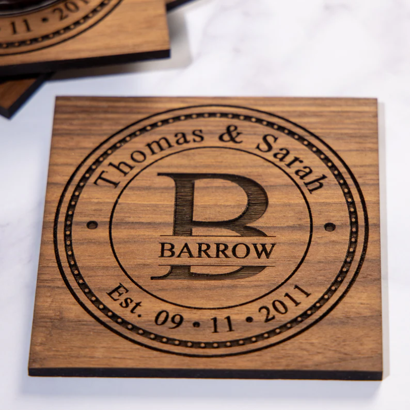 Personalized Coaster Supplier - Wedding Coaster Gift Set Anniversary Memorabilia Wooden