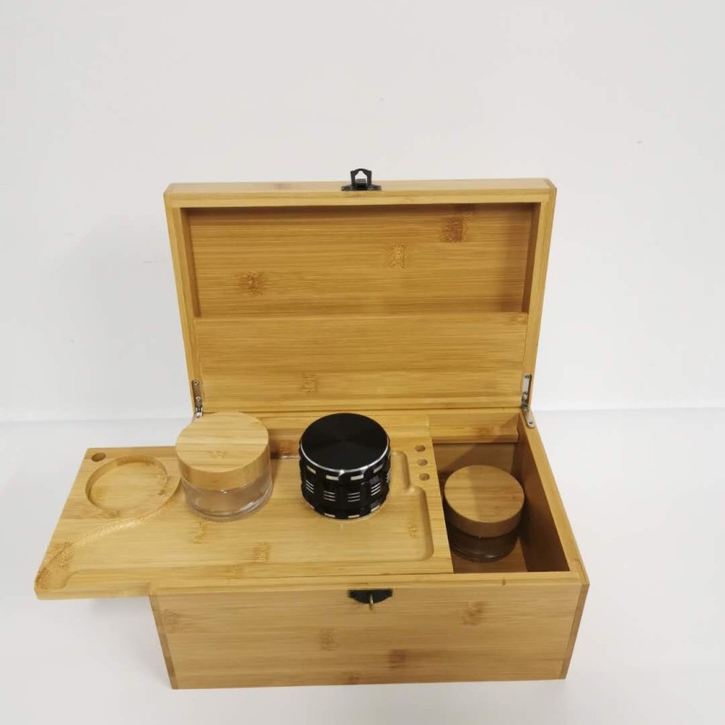 Herb Stash Box Supplier - JUNJI Bamboo Herb Container Smoking Accessories Grinder Storage
