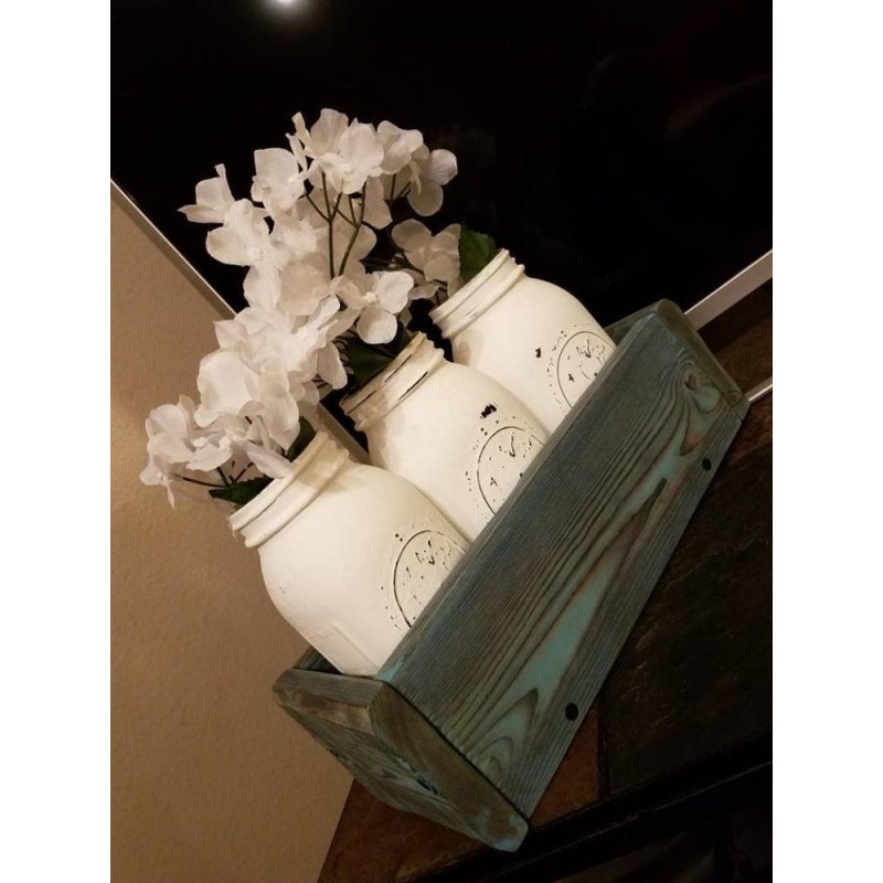 Desk Decor Supplier - Decorative Wooden Home Desk Mason Jar Artificial Flower Holder