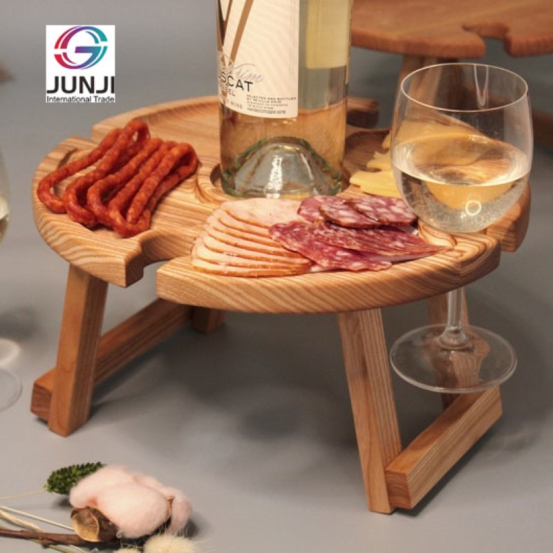 Picnic Table Supplier - JUNJI Portable Folding Outdoor Table with Stand Wood Holder