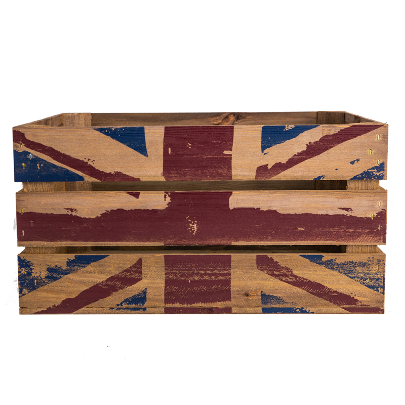 Wooden Nesting Box Supplier - JUNJI Union Jack Printed Large Personalized Wooden Crate