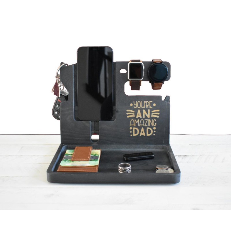 Charging Station Manufacturer - JUNJI Fathers Day Gift Wooden Docking Station for Dad