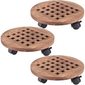 Rolling Planter Caddy Supplier - 12 Inch Round Flower Pot Rack 360 Degree Rotating Casters