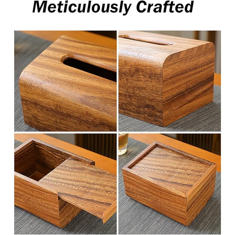 Paper Towel Box Cover Supplier - Premium Walnut Box Cover with Slip-out Bottom Modern Trim