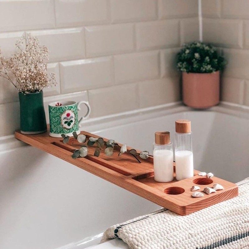Bath Tray Supplier - Bathroom Wood Multi-function Display Solid Wood Serving Tray