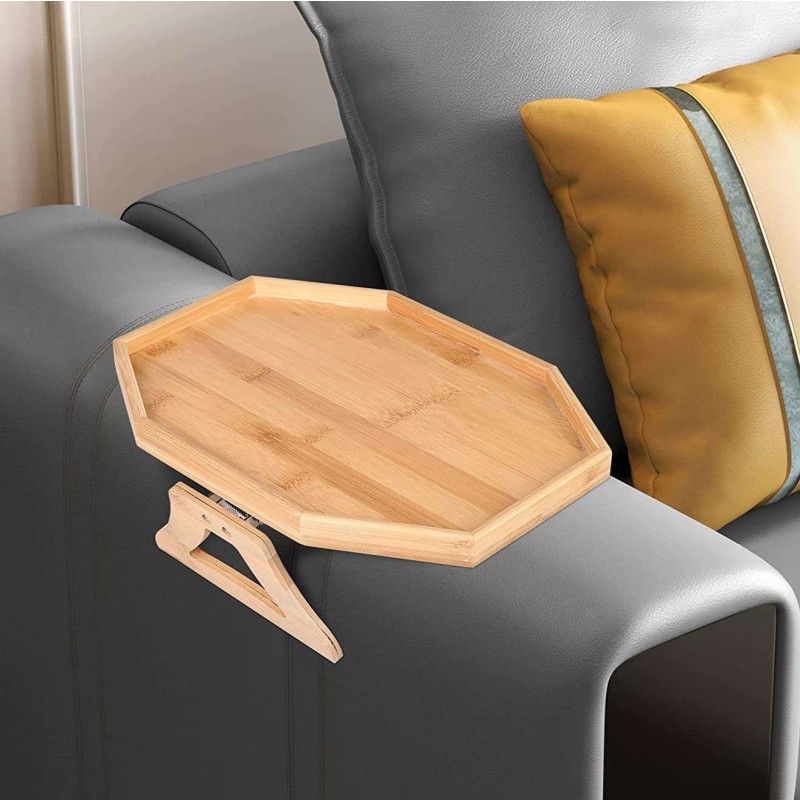 Portable Sofa Tray Factory - JUNJI Natural Bamboo Armrest Tray with Elastic Contraction