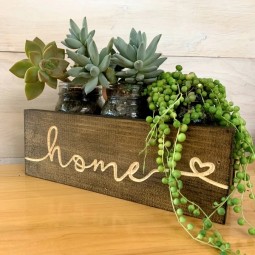 Desk Decor Supplier - Decorative Wooden Home Desk Mason Jar Artificial Flower Holder