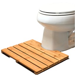 Bath Mat Supplier - JUNJI Rubber Back Bamboo Mat Contoured U-Shaped Toilet Decor