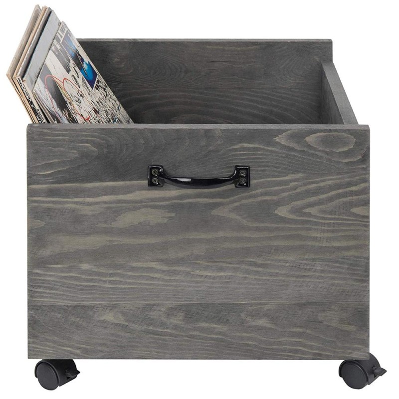 Vinyl Record Crate Manufacturer - JUNJI Vinyl Record Storage Crate LP Organizer with Wheels