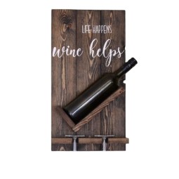 Wooden Wine Rack Factory - Rustic Wooden Wall Mounted Bottle Glass Holder Caddy Decor
