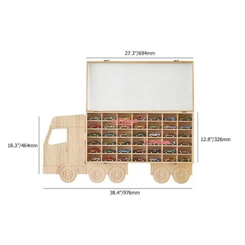 Toy Car Display Rack Factory - Wood Toy Car Rack Holds 42 Diecast Cars Organizer Cabinet