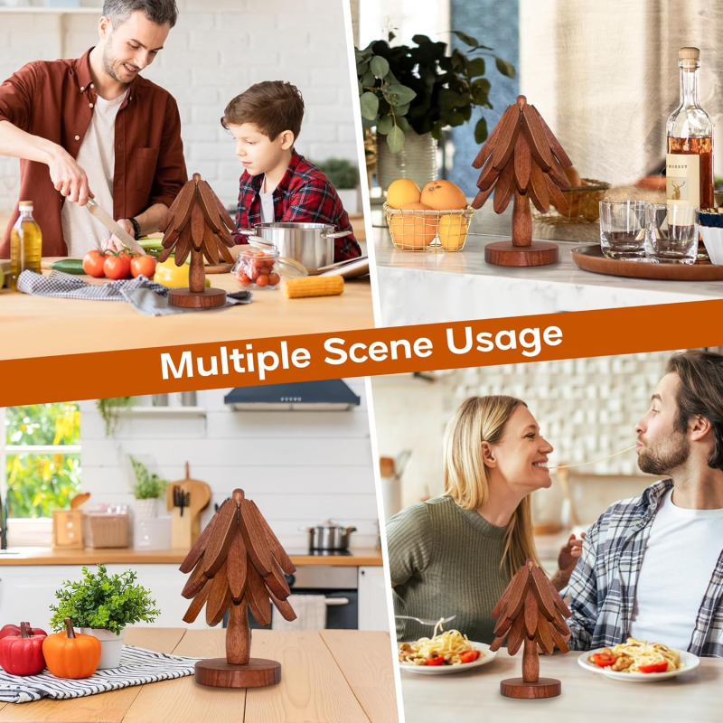 Wooden Placemats Supplier - Set of Three Tree Placemats Tripod Stand Multi-Functional Decor