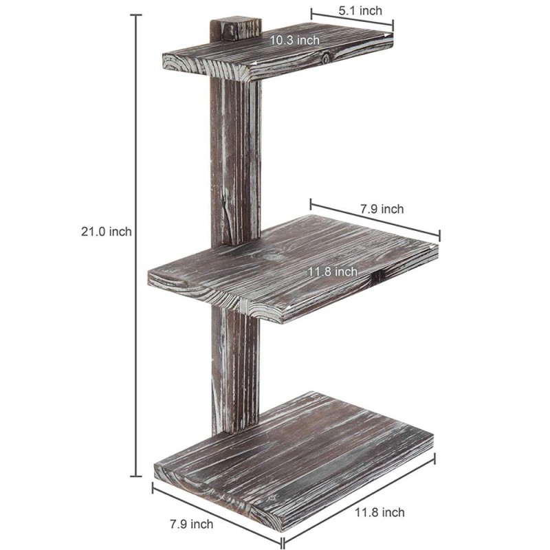 Serving Tray Manufacturer - JUNJI 11.8 Inches Rustic Wood Tray 2-Tier Cake Stand