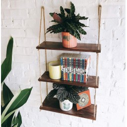 Hanging Planter Shelf Supplier - Floating Swing Storage Shelves Jute Rope Organizer Rack
